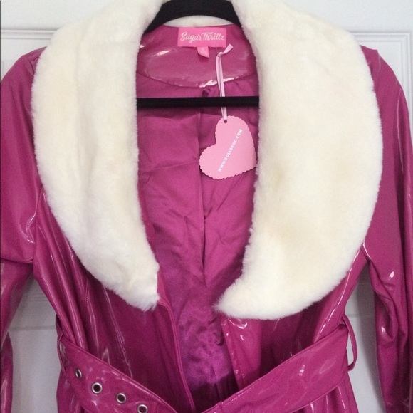 💖Sugarthrillz vinyl jacket with faux fur 💖 - Picture 6 of 13